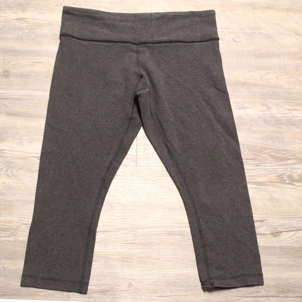 Lululemon Leggings Women's Sz L Charcoal Gray Cropped Yoga Pants Mid Rise